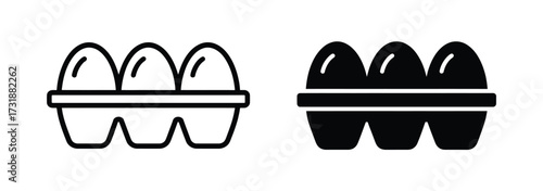 WebFresh eggs in carton icons, perfect for food blogs, cooking websites, or restaurant branding, offering a clean, minimalist design