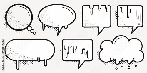 Expressive hand-drawn speech bubbles and comic clouds for creative designs, adding a playful touch to your projects, easily customizable and perfect for visual storytelling