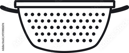 Minimal vector icon of a basket strainer with white background.