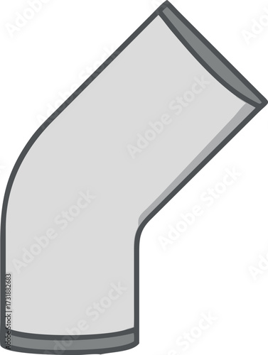 Minimal vector icon of a 45-degree pipe elbow with white background.