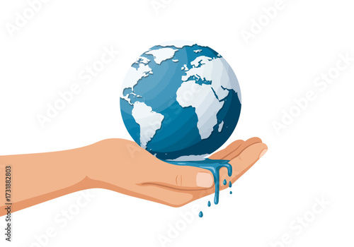 Melting Earth in Hand Climate Change Concept Illustration 1.
