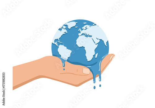 Melting Earth in Hand Climate Change Concept Illustration.