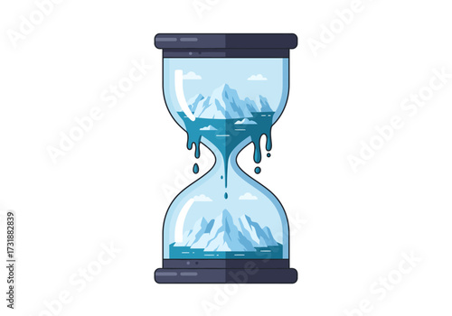 Melting Glaciers in Hourglass A Symbol of Climate Change.