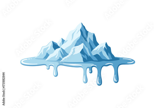 Melting Iceberg Illustration Climate Change and Environmental Impact.
