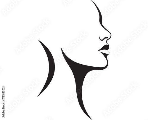 Elegant womans face in profile minimalist vector illustration perfect for beauty and fashion designs