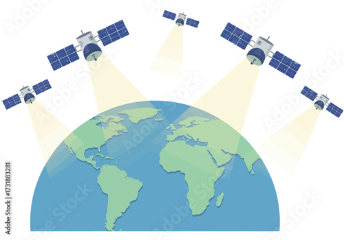 Satellite Network Over Earth Global Communication and Technology.