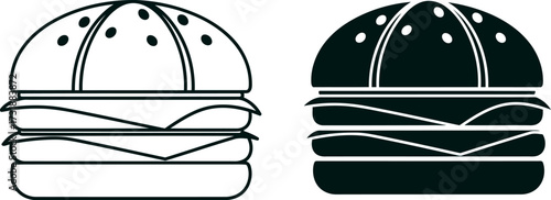 Black and white vector illustration of a cartoon food logo silhouette