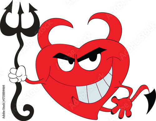Vector cartoon illustration of a funny heart character with a smile face and eyes, perfect for Valentine's Day or a love symbol **design