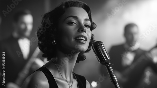 young woman singing in a jazz club