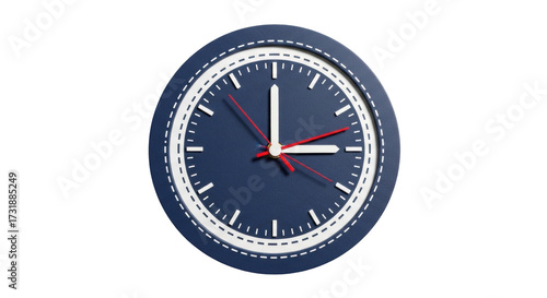 Free Download Isolated close-up view of a wall clock with blue face and white hands, telling the time - GFXLoad