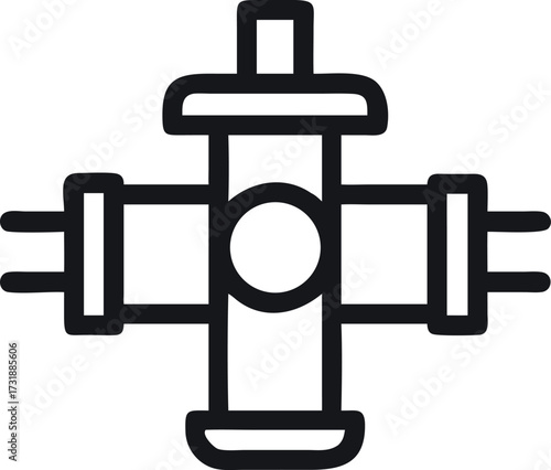 Simple vector icon of a diaphragm valve with white background.