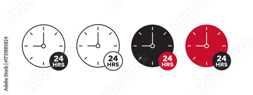 24 hrs support or service icons. Customer service and support icons