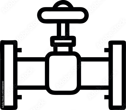Simple vector icon of a gate valve with white background.