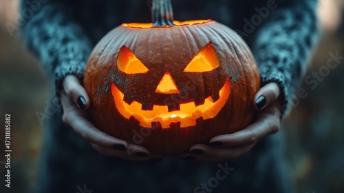 Wallpaper Mural halloween jack o lantern in hands Torontodigital.ca