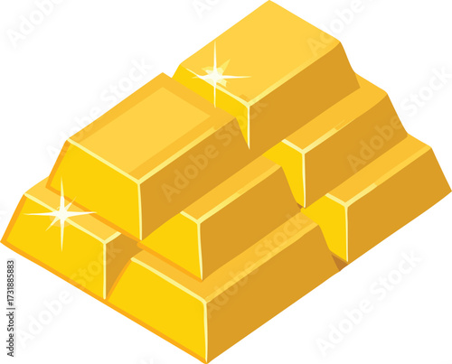 Gold bars icon on a white background, symbolizing wealth and investment.