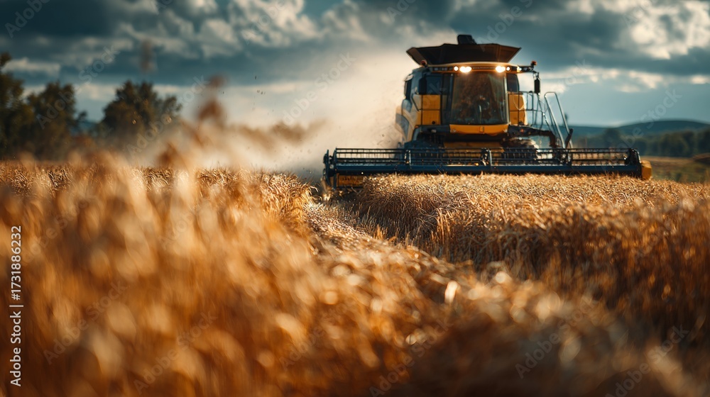 Obraz premium combine harvester working on a field