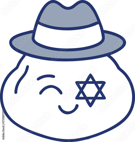 Minimalist line drawing of a Jewish hat icon, representing cultural significance.