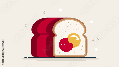Slice of toast with egg and jam