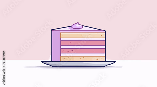 Slice of layered cake with whipped cream