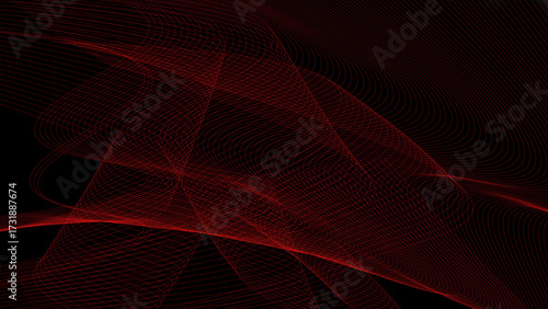 Microscopic view of glowing red cellular structures against a dark background in abstract science art