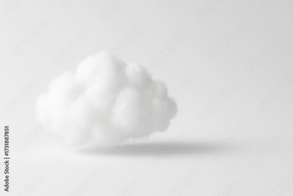 Naklejka premium White fluffy cloud on clean light background with copy space minimal concept for cloud technology innovation freedom and digital business