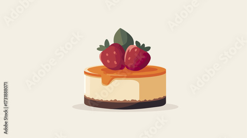 Strawberry cheesecake dessert illustration