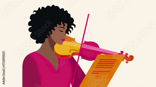 Woman playing violin illustration