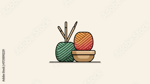 Yarn balls and knitting needles illustration