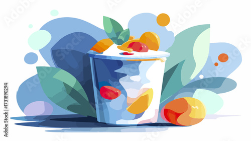 Yogurt parfait with fruit illustration