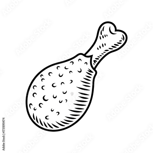 Line Art Illustration of a Chicken Drumstick for Food, Cooking, and Culinary Themes