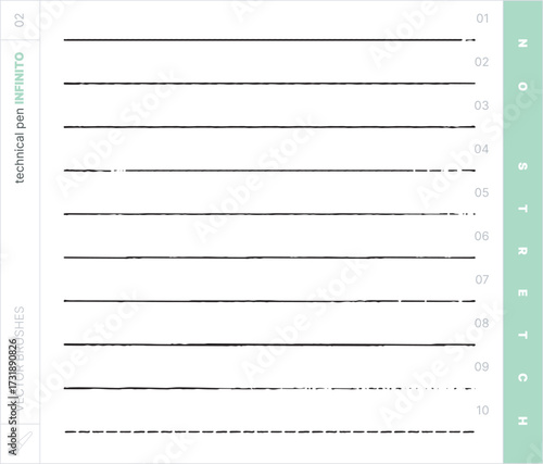 Vector Brushes. Technical Pen. No-stretch.
