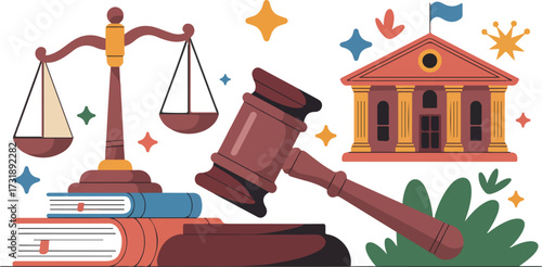 Legal Justice Courtroom Illustration
