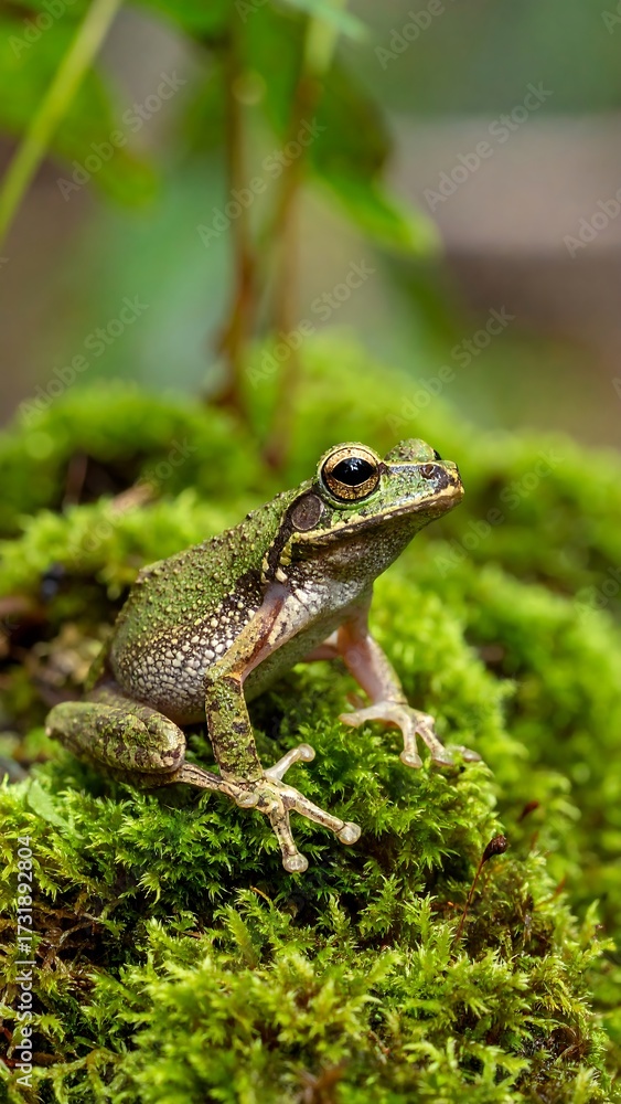 Fototapeta premium Close-up of a frog on moss