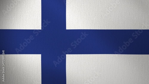 Finland flag flutters in the wind against a looped background. The flag flutters in the wind. Concept for the country's national day and holidays.