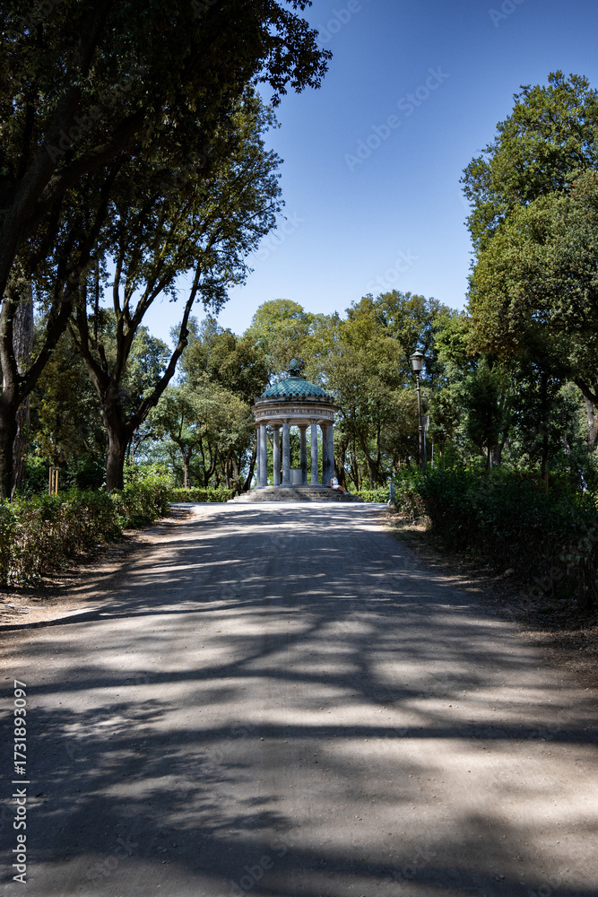 Naklejka premium View of the Diana monument in the gardens of Villa Borghese in Rome