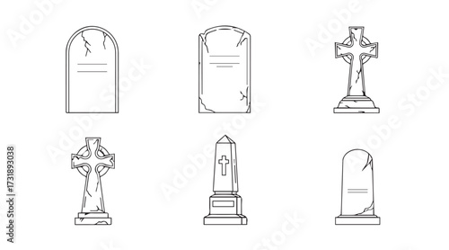 RIP Gravestone vector line art 