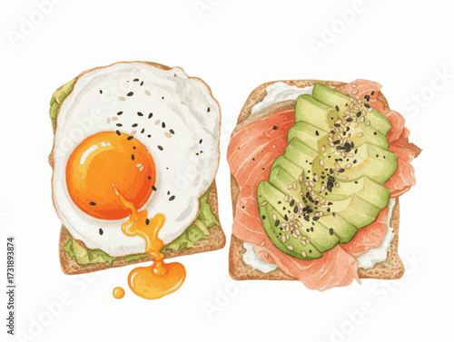 Toast Companions Breakfast Toast Pair isolated watercolor vector illustration svg