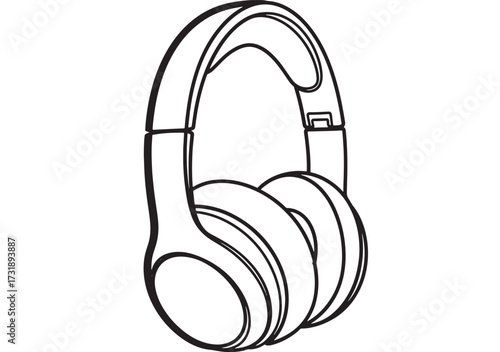 Headphones line art illustration minimalist vector design perfect for audio and music related projects