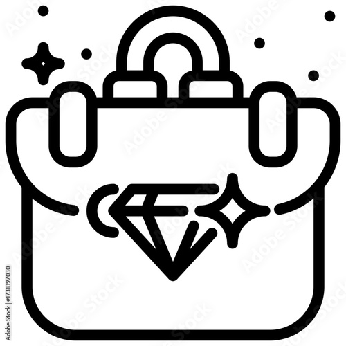 Handbag decorated with a diamond and sparkles.