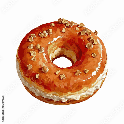 Golden Crunch Caramel Crunch Donut isolated watercolor vector illustration svg