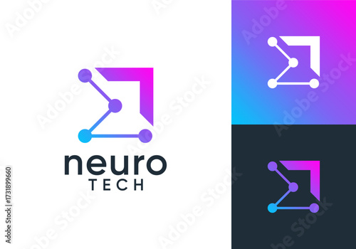 simple arrow neuron logo. connection technology symbol design concept