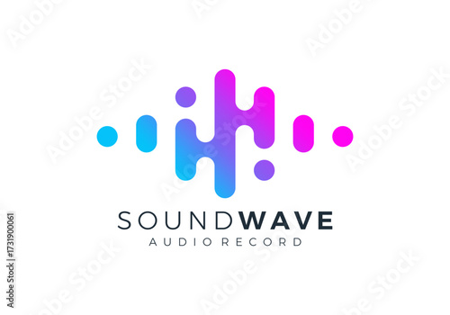 wave music logo. play music sound recording studio design concept