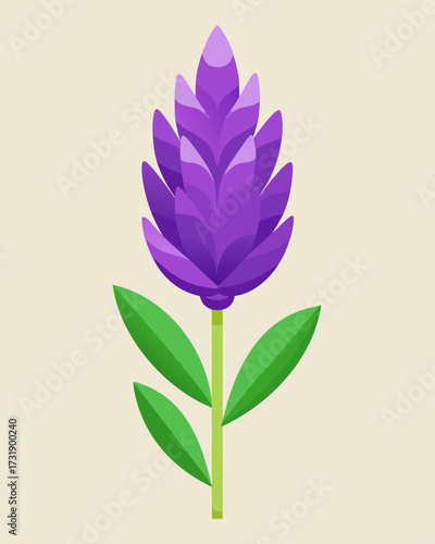 Purple Lavender Flower Detailed Illustration