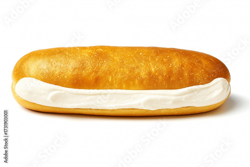 Cream doughnut on white background