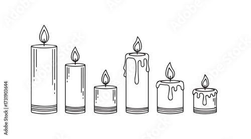 Halloween Decoration candles vector line art
