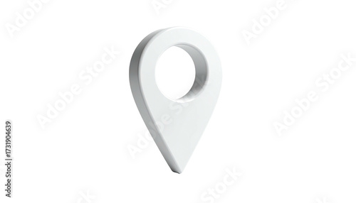 3D white pin symbol, rounded top, on black background, subtly shadowed