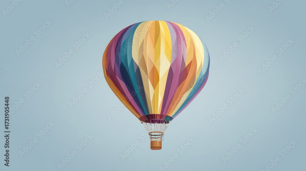 Fototapeta premium Colorful hot air balloon illustration against a light blue background