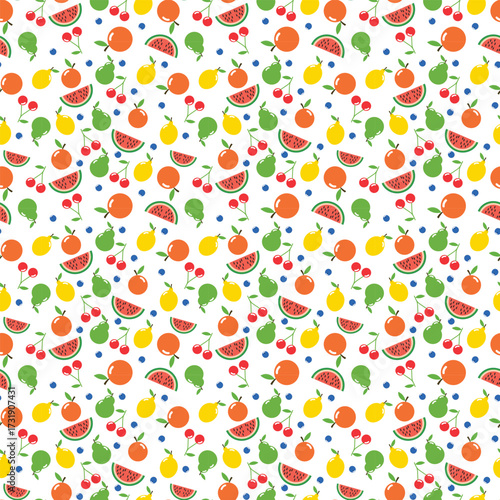 Creative colourful seamless fruity pattern background