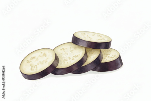 Violet Crossroads Sliced eggplant isolated watercolor vector illustration svg
