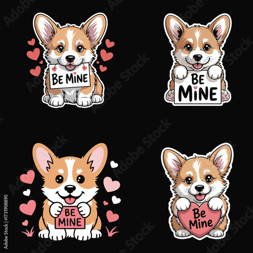 Adorable corgi puppies with love messages puppy cute